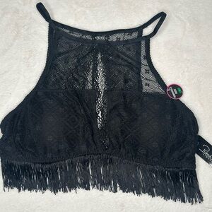 Women’s Rene Rofe Black Lace Padded Wireless Bra Size Large